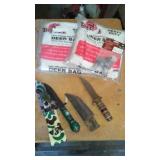 Knives (2) Deer Bags, Clamps.