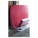 Mid Century Modern Table. Red/Chrome Dec. 1957.