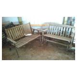 Wooden Glider Bench and Wooden Bench.
