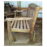 Wooden Glider Bench and Wooden Bench.