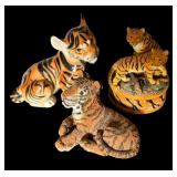 Tiger Motif Figurines and Music Box