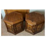 Pair of Vintage Hexagon Side Tables