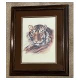Siberian Tiger Lithograph Framed Print