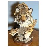 White Tiger with Cub Sculpture