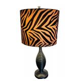 Whimsical Tiger Lamp and Vase with Faux Foliage
