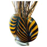 Whimsical Tiger Lamp and Vase with Faux Foliage