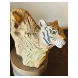 WCS Large Tiger Sculpture and Siberian Tiger Figurine Sculpture Carved Wood Jungle Graces Cain Limited Edition
