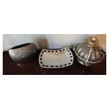 Pretty Silver Home Accents including a Beautiful Decorative Lantern, Footed Trinket Dish and Vase