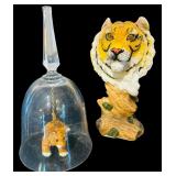 Beautiful Home Decor including Tiger Figurines and Large Trinket Box