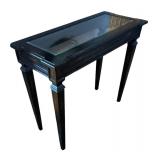 Dainty Dark Wood Glass Top Console Table