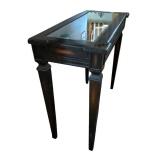 Dainty Dark Wood Glass Top Console Table