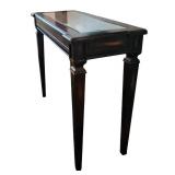 Dainty Dark Wood Glass Top Console Table