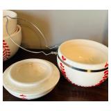 Boston Warehouse Hinged Jar, Three Bowls and Twins Glasses