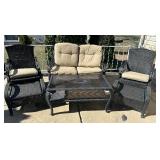 Patio Sofa, Chairs, Ottomans and Table