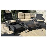 Patio Sofa, Chairs, Ottomans and Table