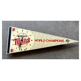 Vintage Minnesota Twins Baseball Pennant Style Clock with Twins Fan Parking Sign