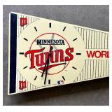 Vintage Minnesota Twins Baseball Pennant Style Clock with Twins Fan Parking Sign