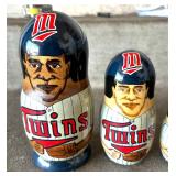 Minnesota Twins Baseball Nesting Dolls including Hrbek, Erickson, Tapani, Knoblauch and Puckett