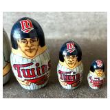 Minnesota Twins Baseball Nesting Dolls including Hrbek, Erickson, Tapani, Knoblauch and Puckett