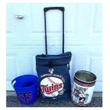 Minnesota Twins Baseball Cooler, Bucket and Waste Can