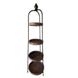 Modern Wood and Metal Round Shelf Four Tiered Display Rack