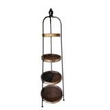 Modern Wood and Metal Round Shelf Four Tiered Display Rack