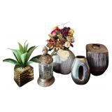 Shiney Home Decor including Vases, Faux Plant and Lidded Vessel