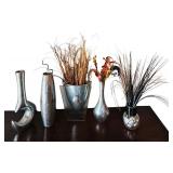 Pretty Silver Accented Vases Some with Faux Foliage