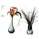 Pretty Silver Accented Vases Some with Faux Foliage