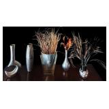 Pretty Silver Accented Vases Some with Faux Foliage