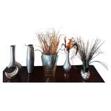 Pretty Silver Accented Vases Some with Faux Foliage