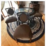 Charming Wood Dining Table with Glass Top and Four Chairs