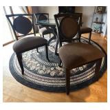 Charming Wood Dining Table with Glass Top and Four Chairs