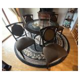 Charming Wood Dining Table with Glass Top and Four Chairs
