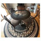 Charming Wood Dining Table with Glass Top and Four Chairs