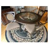 Charming Wood Dining Table with Glass Top and Four Chairs