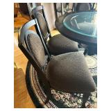 Charming Wood Dining Table with Glass Top and Four Chairs