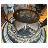 Charming Wood Dining Table with Glass Top and Four Chairs