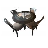 Charming Wood Dining Table with Glass Top and Four Chairs