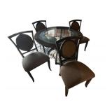 Charming Wood Dining Table with Glass Top and Four Chairs