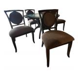 Charming Wood Dining Table with Glass Top and Four Chairs