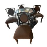 Charming Wood Dining Table with Glass Top and Four Chairs