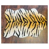Petite Leather Look Footstool and Small Faux Tiger Rug
