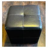 Petite Leather Look Footstool and Small Faux Tiger Rug