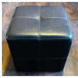 Petite Leather Look Footstool and Small Faux Tiger Rug
