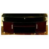 Brown and Black TV / Media Stand with Silver Accents