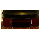 Brown and Black TV / Media Stand with Silver Accents