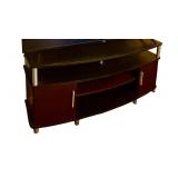 Brown and Black TV / Media Stand with Silver Accents