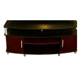 Brown and Black TV / Media Stand with Silver Accents