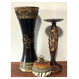 Beautiful Vase, Candle Holder and Trinket Box